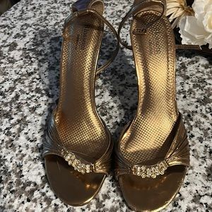 Bronze 4” Heels w/ Rhinestone band embellishment